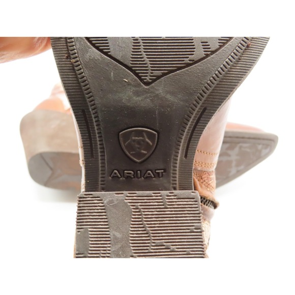 Ariat Boots Womens Size 7.5 Brown Sunflower Fringe Western Leather Ankle Cowgirl - Picture 8 of 9